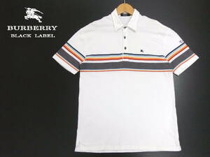 #BURBERRY BLACK LABEL# polo-shirt with short sleeves white × multi border pattern size 3 Burberry Black Label 