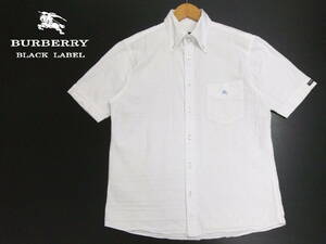 #BURBERRY BLACK LABEL# short sleeves shirt white size 2 button down type pushed . check pattern Burberry Black Label 