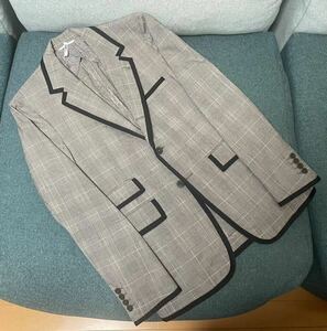 ★1円スタート★売切★ THOM BROWNE トムブラウン パイピンググレンチェックサマージャケット サイズ1 グレー★ユナイテッドアローズ別注★