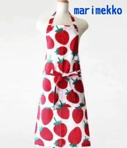 新品　marimekko マリメッコ エプロン　いちご柄　苺　マンシッカ　ストロベリー