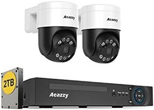 【新品送料無料】【800万画素・顔検出・回転可能】AEAZZY 800万画素 PT 防犯カメラ 2台セット 4K POE給電カメ