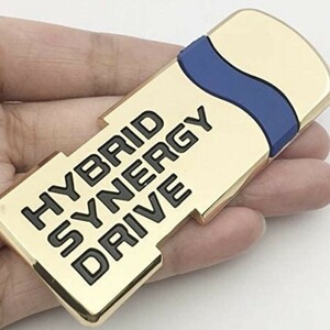 送料無料　ゴールド　HYBRID 車のステッカープレートエンブレムクロームメタルハイブリッド