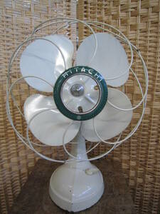  retro Hitachi HITACHI electric fan A.C DESK FAN M-6032x 4 sheets wings root metal feather operation verification ending 