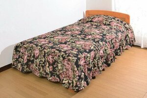  new goods @ made in Japan gorgeous .go Blanc style bedcover semi-double / black ( brilliant stylish bedcover floral print frill attaching gorgeous )