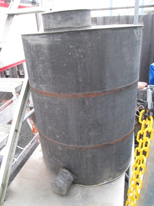 浜松市出品 レトロ 穀物 貯蔵缶 ブリキ 高さ102cm 直径71cm 米 麦 タンク ストッカー 貯蔵 保存 容器 ドラム缶 