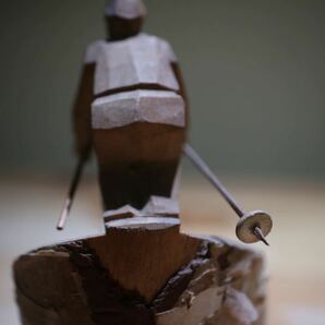 戦前 郷土玩具 木端人形【スキー人形】白樺細工 郷土土産 農民美術 一刀彫の画像8