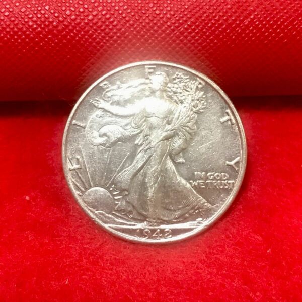 【希少品】アメリカ　ウォーキングリバティ ハーフダラー 銀貨　silver900 1942年　極美品　本物保証　正規品　鑑定済み