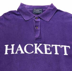 HACKETT LONDON ハケットロンドン 長袖ポロシャツ パープル LGEサイズ ブランドロゴ 英国ブランド