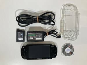 PSP プレイステーションポータブル PSP-2001 本体 ブラック ソフト付き クリアケース付き ジャンク