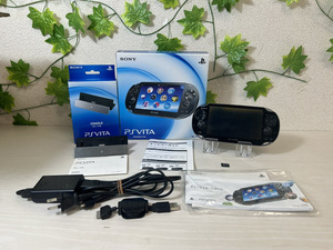 4094-03*1 jpy start! beautiful goods *PlayStation Vita PlayStation Vita Wi-Fi model black (PCH-1000)&PSVITA cradle *