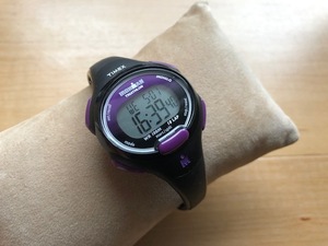 良品程度 レア TIMEX タイメックス IRONMAN TRIATHLON INDIGLO ブラック×パープル 純正ベルト デジタル 腕時計