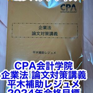 企業法　論文対策講義　平木補助レジュメ　CPA 2024年　ポケット　コンサマ