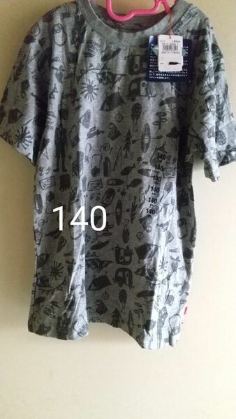 Tシャツ　140 半袖Tシャツ グレー　灰色　キャンプ　カヌー　アウトドア　綿100%　吸水速乾　未使用　タグ付き