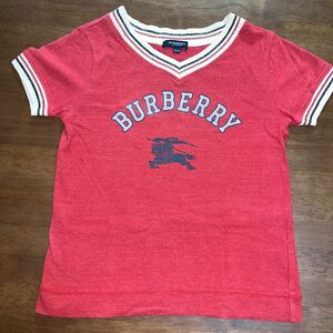 【BURBERRY／バーバリー】半袖Tシャツ　160㎝　ホースマーク　ロゴプリント　中古　赤　