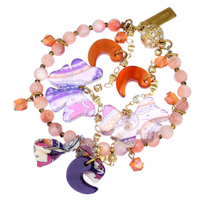  Etro bracele 2 ream Stone peiz Lee ribbon . sphere pink gold color magnet Class p accessory ETRO