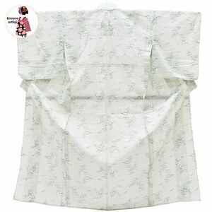 1円 夏着物 単衣 化繊 薄緑色 身丈147.5cm 着物 同梱可 【kimonomtfuji】 3nfuji44399