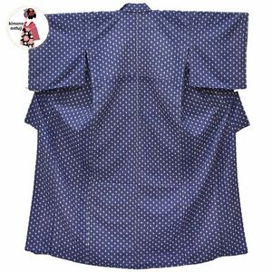 1 jpy fine pattern .. single . blue color flax. leaf length 156cm kimono including in a package possible [kimonomtfuji] 3nfuji44403