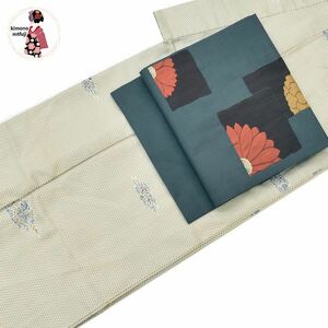 1 jpy fine pattern Nagoya obi 2 point silk white series length 159cm including in a package possible [kimonomtfuji] 3nfuji44461