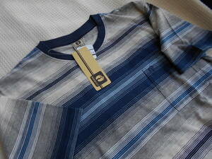 * stylish![ Hang TEN / handle ton ] short sleeves! border * design | shirt *WH×BU/L