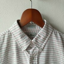 70-80'sビンテージ　vintage LLBean エルエルビーン　ボタンダウンシャツ　オックスフォード　L ギンガムチェック　長袖　ホワイト_画像2