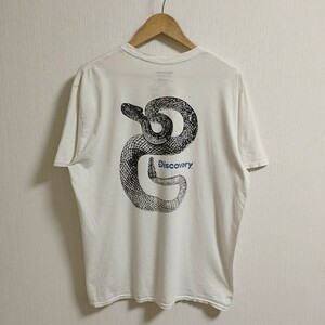 vintage ビンテージ　Discovery　ディスカバリー　アニマルTシャツ　半袖　XL アート　ホワイト　シャーク　蛇　へび