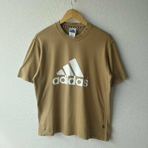 90s vintage　ビンテージ　adidas アディダス　ロゴTシャツ　半袖　プリントシャツ　白タグ　ブラウン　パフォーマンスロゴ