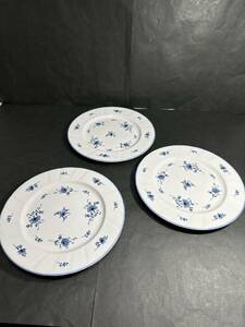 ★コレクター必見！！ Noritake CRAFTONE ノリタケ 花柄 中皿 3枚セット ネイビー×ホワイト インテリア 洋食器 雑貨 食器 K5