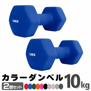 未使用 ダンベル 10kg 2個セットカラーダンベル 鉄アレイ ダンベル コンパクト おしゃれ かわいい カラフルダンベル エクササイズ 筋トレ