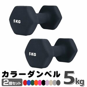 未使用 ダンベル 5kg 2個セットカラーダンベル 鉄アレイ ダンベル コンパクト おしゃれ かわいい カラフルダンベル エクササイズ 筋トレ