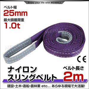 ナイロンスリングベルト ベルトスリング スリングベルト 1000kg 荷上げ 耐荷重 1t × 2m 幅 25mm