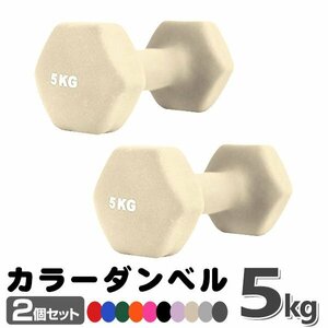 未使用 ダンベル 5kg 2個セットカラーダンベル 鉄アレイ ダンベル コンパクト おしゃれ かわいい カラフルダンベル エクササイズ 筋トレ