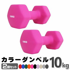 未使用 ダンベル 10kg 2個セットカラーダンベル 鉄アレイ ダンベル コンパクト おしゃれ かわいい カラフルダンベル エクササイズ 筋トレ