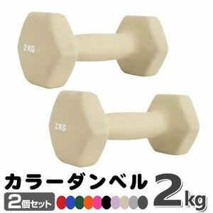 未使用 ダンベル 2kg 2個セットカラーダンベル 鉄アレイ ダンベル コンパクト おしゃれ かわいい カラフルダンベル エクササイズ 筋トレ