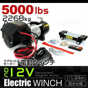 未使用　電動ウィンチ 電動ウインチ DC 12V 最大2268kg 5000LBS 牽引 無線リモコン マグネットモーター ウインチ オフロード車 故障車