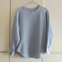 ユニクロ ワッフル クルーネックT 長袖 Tシャツ S ゆったり目 BULE 【即決】_画像3