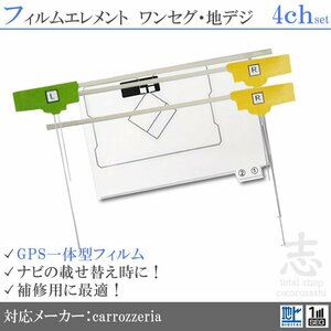 カロッツェリア carrozzeria AVIC-MRZ99 GPS一体型 フィルムアンテナ フルセグ フィルムエレメント 地デジ 補修用 載せ替え 4枚 4ch