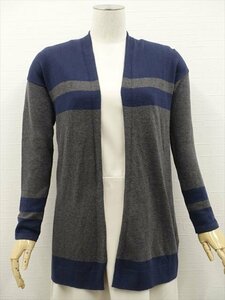 小さいサイズ 美品 ギャップ GAP ドロップショルダー 長袖 洗えるニットカーディガン XXXS グレー杢×ネイビー