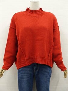  прекрасный товар As Know As as know as Drop плечо длинный рукав с высоким воротником ... вязаный свитер F orange серия 