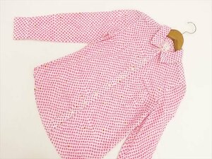 美品 ギャップ GAP 長袖 洗えるシャツ XS ホワイト地 ピンク×レッド 水玉模様 【メール便可】