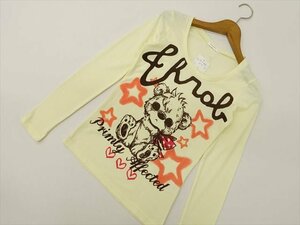 新品タグ付 コルザ C・O・L・Z・A 長袖 ラウンドネック Tシャツ S イエロー系地 ブラウン クマ柄 【メール便可】