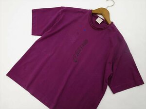 美品 ギャルデコレクティブ GARDE COLLECTIVE 半袖 クルーネック Tシャツ 38 パープル地 ブラック 英字プリント 【メール便可】