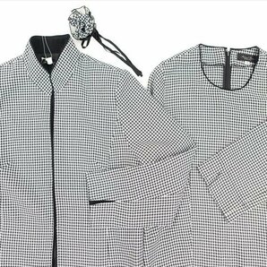 新品タグ付 Natural BASIC 長袖ジャケット+九分袖カットソー 洗えるアンサンブル2点セット 13R ブラック×ホワイト 千鳥格子柄の画像4