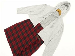 美品 Bershka等 パーカー+カットソー+ひざ丈スカート コーデ3点セット L相当 グレー杢/レッド地 グリーン×ブラック チェック柄 クール系