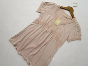 新品タグ付 style style パフスリーブ 半袖 Vネック カットソー L ペールオレンジ系 【メール便可】