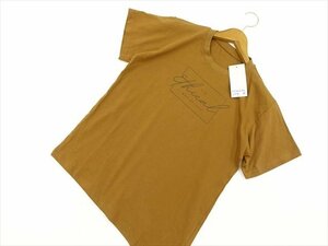 新品タグ付 エシカルライフ Ethical Life 半袖 クルーネック Tシャツ M ブラウン地 ブラック 英字プリント 【メール便可】