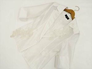 未使用品 JOLLY 七分袖 洗えるジャケット 42 ホワイト地 オフホワイト 花柄