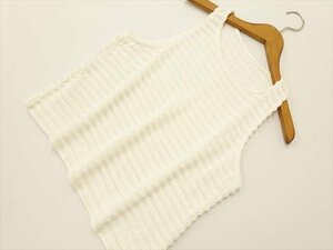 未使用品 ノースリーブ ラウンドネック ニットカットソー オフホワイト 【メール便可】