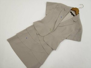 美品 リフレクト Reflect 半袖ジャケット+ひざ丈ティアードスカート セットアップ 2点セット 9 ブラウン系 アンゴラ混