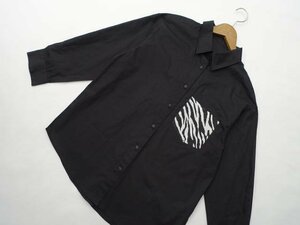 美品 rosase club ローザスクラブ 長袖 シャツ M ブラック系地 ブラック×ホワイト ゼブラ柄 【メール便可】