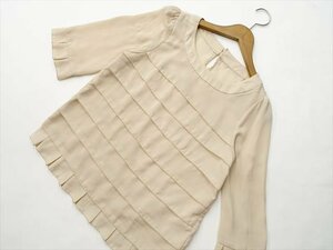  beautiful goods SunaUna Sunauna frill sleeve 7 minute sleeve round neck pull over blouse 38 beige [ mail service possible ]
